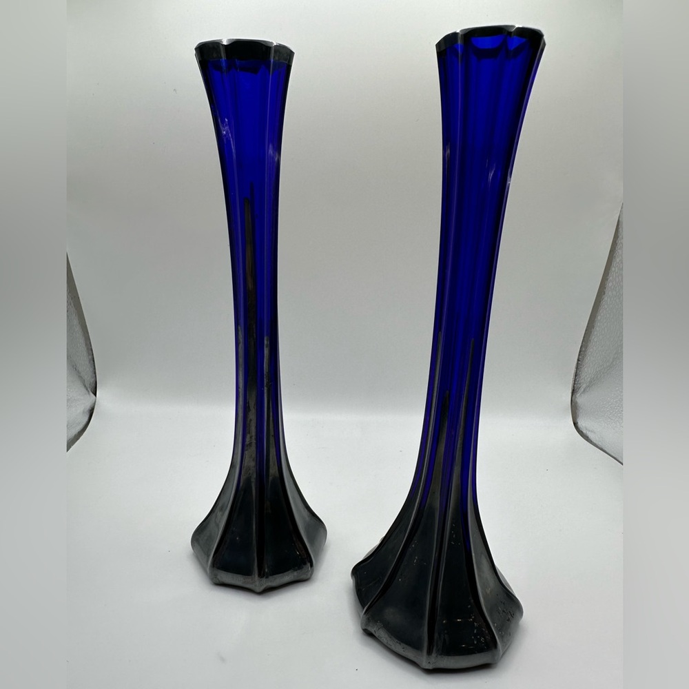 Artisan Latin American Cobalt Blue Bud Vases
